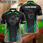BlueJose Flame 8 Ball Billiards Personalized Name Shirt  for Team (6 Colors)