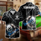 BlueJose Billiards Ball 8 Pool Thunder Lightning Personalized Name And Team Name Shirt
