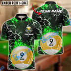 BlueJose Billiards Ball 9 Fire Colorful Rays Of Light Premium Personalized Name Shirt (6 Colors)