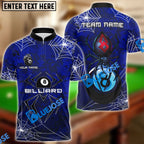 BlueJose Billiards Unique Spider Cobweb Personalized Name, Team Name Shirt (4 Colors)