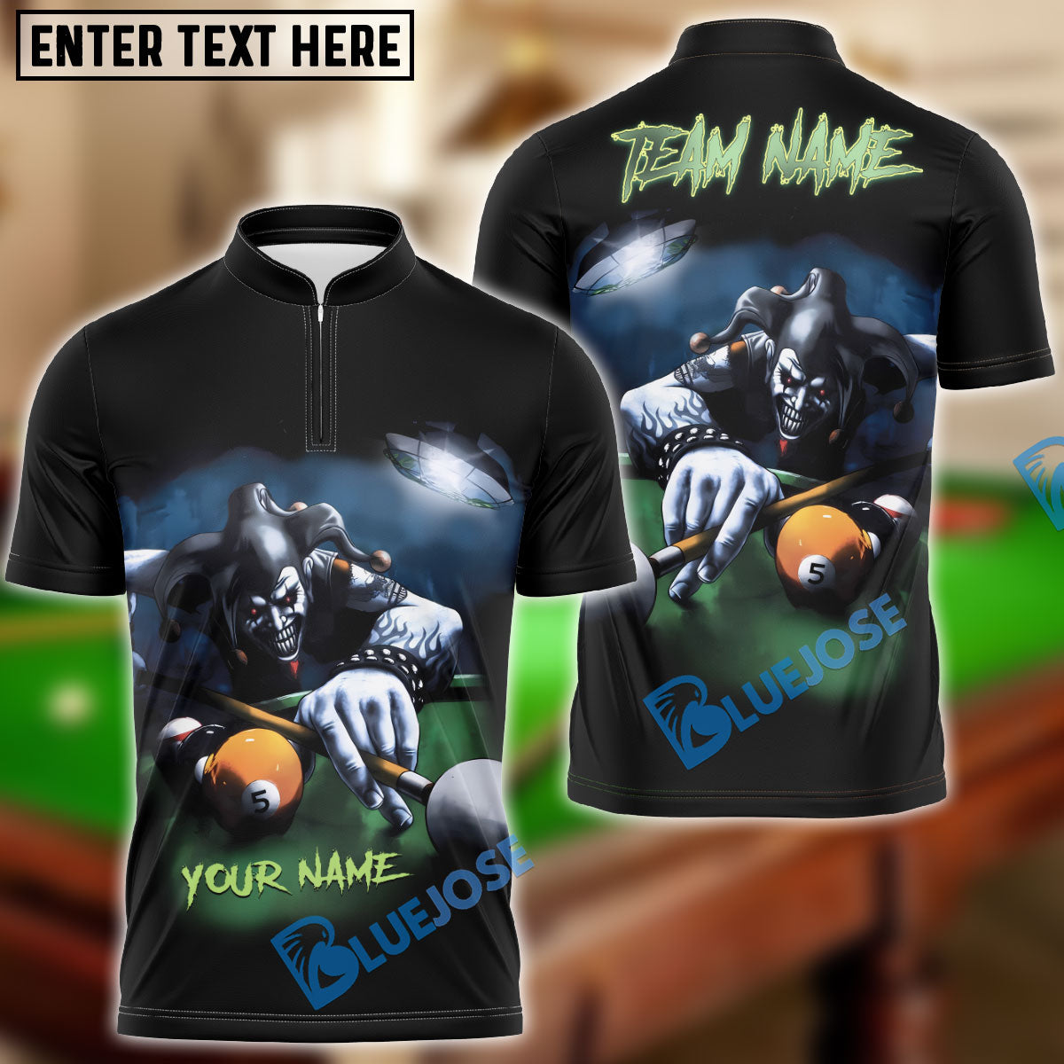 BlueJose Billiards Ball 8 Pool Crazy Joker Personalized Name, Team Name Unisex Shirt