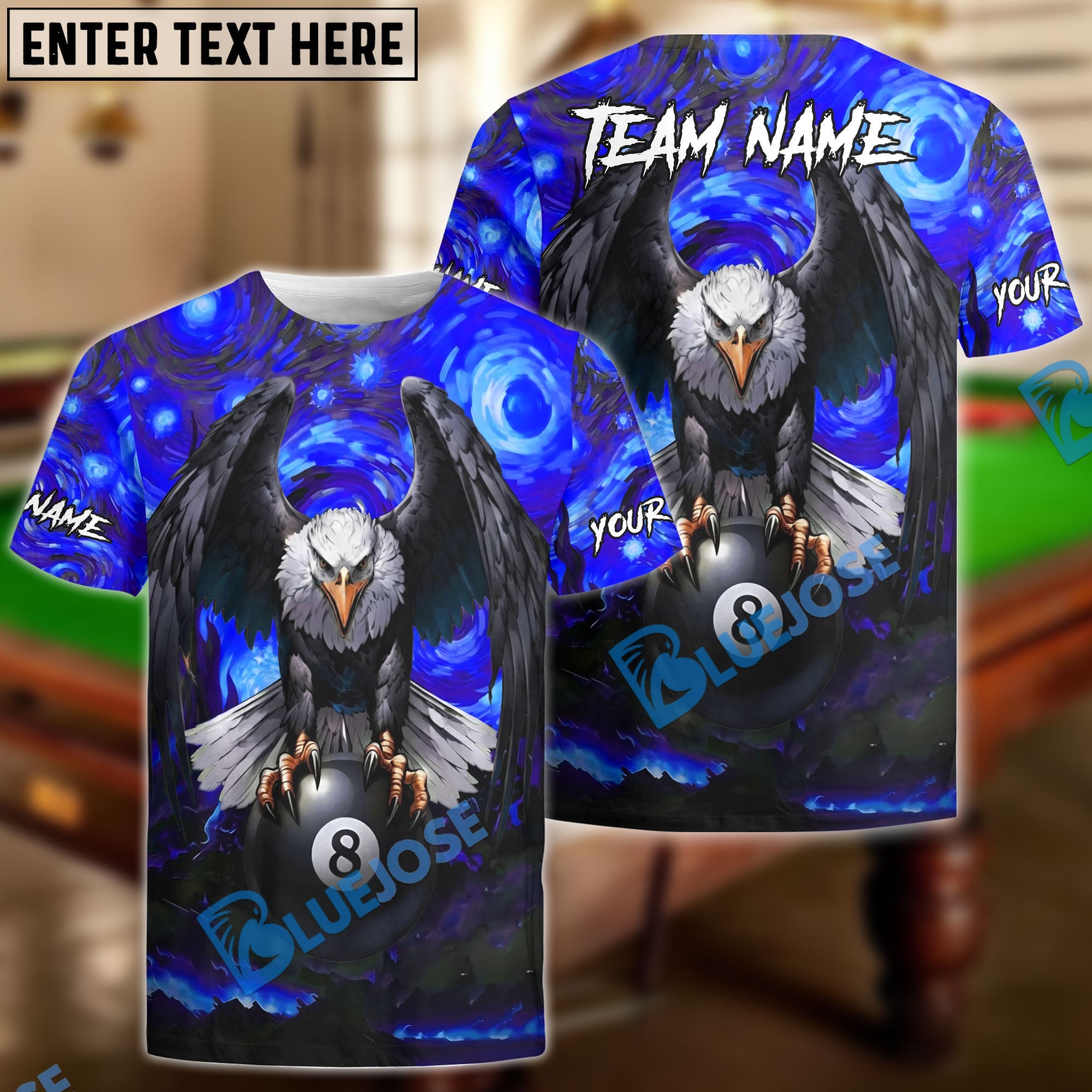 BlueJose Billiards Ball 8 Eagle of the Final Frame Customized Name, Team Name 3D Shirt (6 Colors)