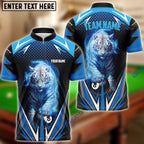 BlueJose Billiards Ball 8 Thunder White Tiger Personalized Name, Team Name Shirt (4 Colors)