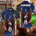 BlueJose Billiards 8 Ball American Eagle Flag Crack Personalized Name, Team Name Shirt (4 Colors)