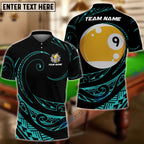 BlueJose Billiards Ball 9 Hawaii Polynesian Personalized Name, Team Name Shirt (4 Colors)