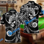 BlueJose Billiards Ball 8 Viking Skull Warrior Personalized Name, Team Name Unisex Shirt (2 Colors)