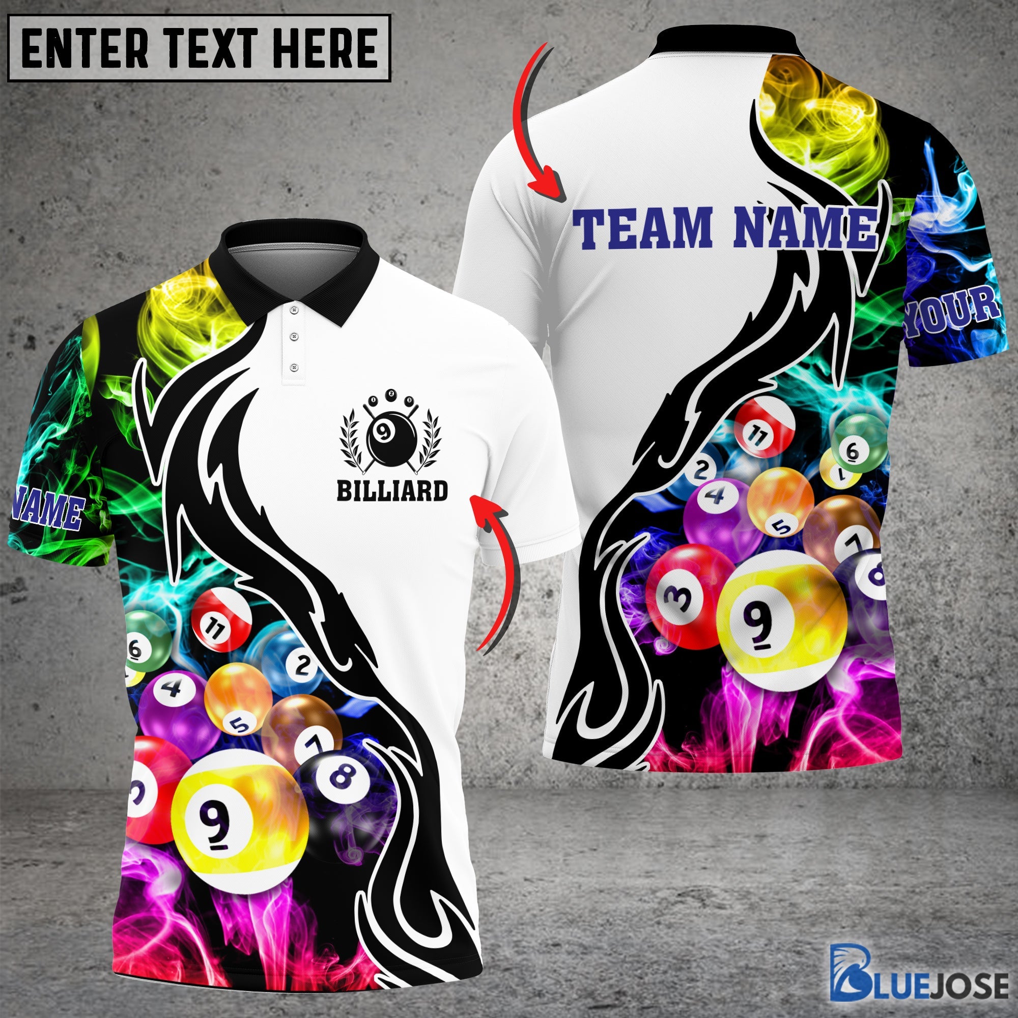 BlueJose Billiard 9 Ball Customized Name 3D Shirt