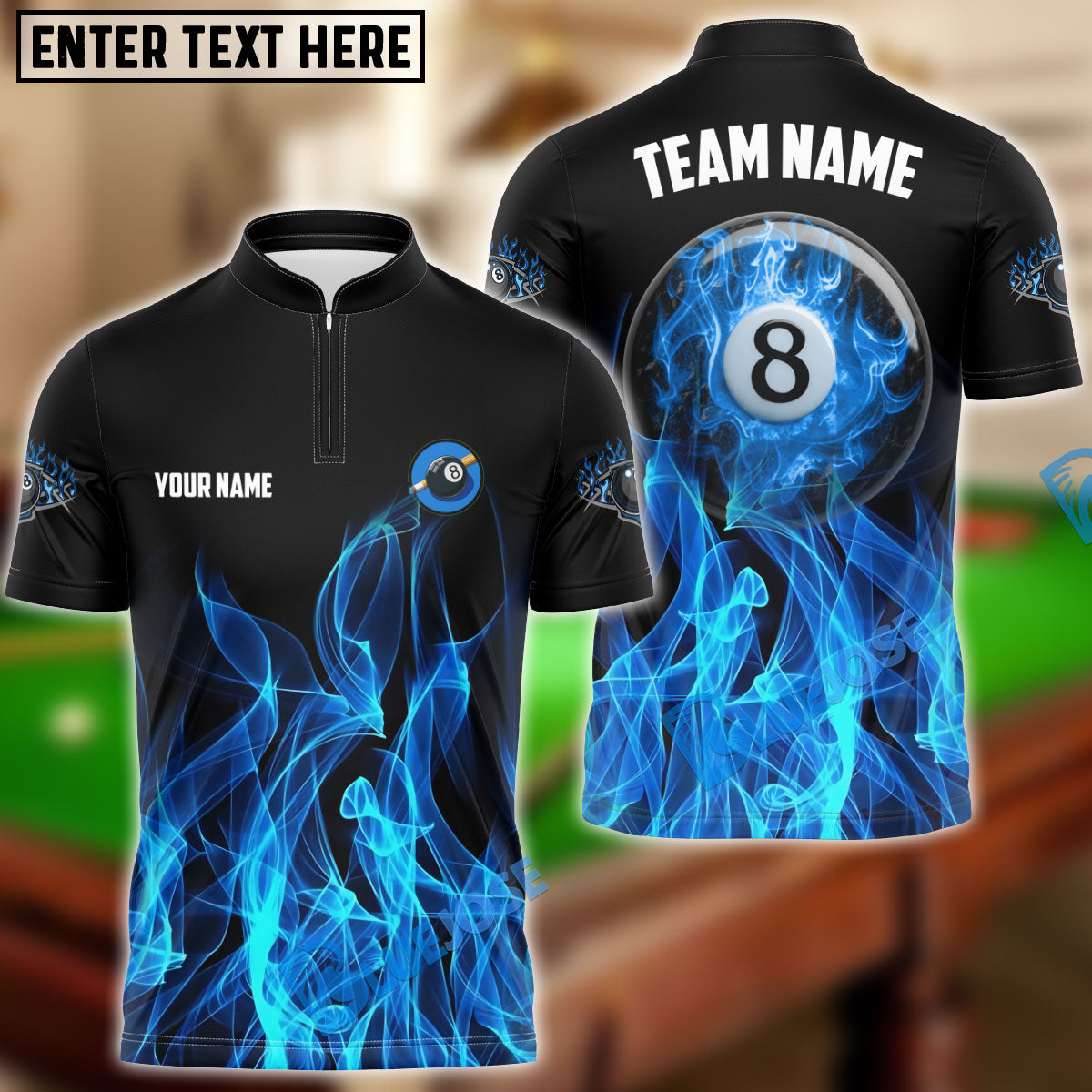BlueJose Billiards Ball 8 Heavenly Flame Personalized Shirt (4 Colors)