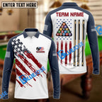 BlueJose Billiards Ball 8 US Flag Champion Pattern Personalized Name, Team Name Unisex Shirt