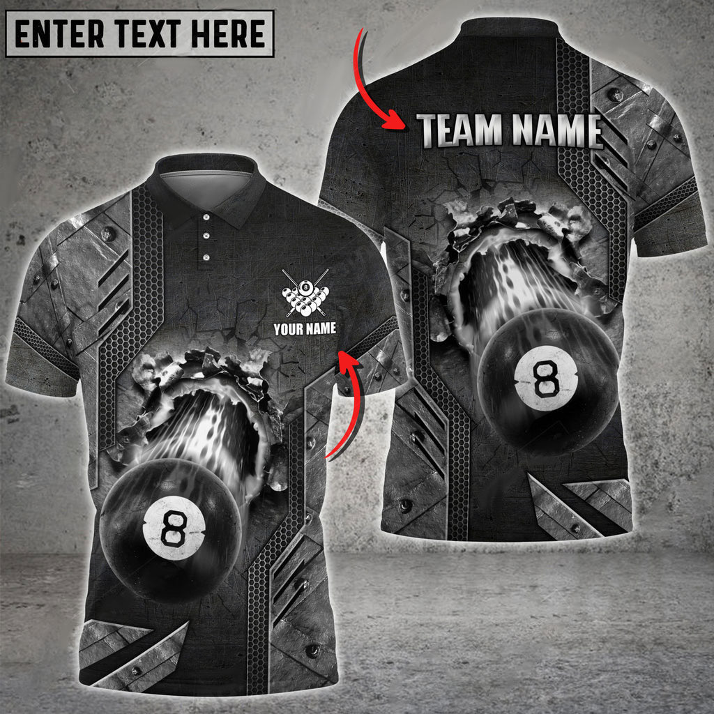 BlueJose Billiards Ball 8 Abstract Grunge Texture Personalized Name, Team Name Shirt (6 Colors)