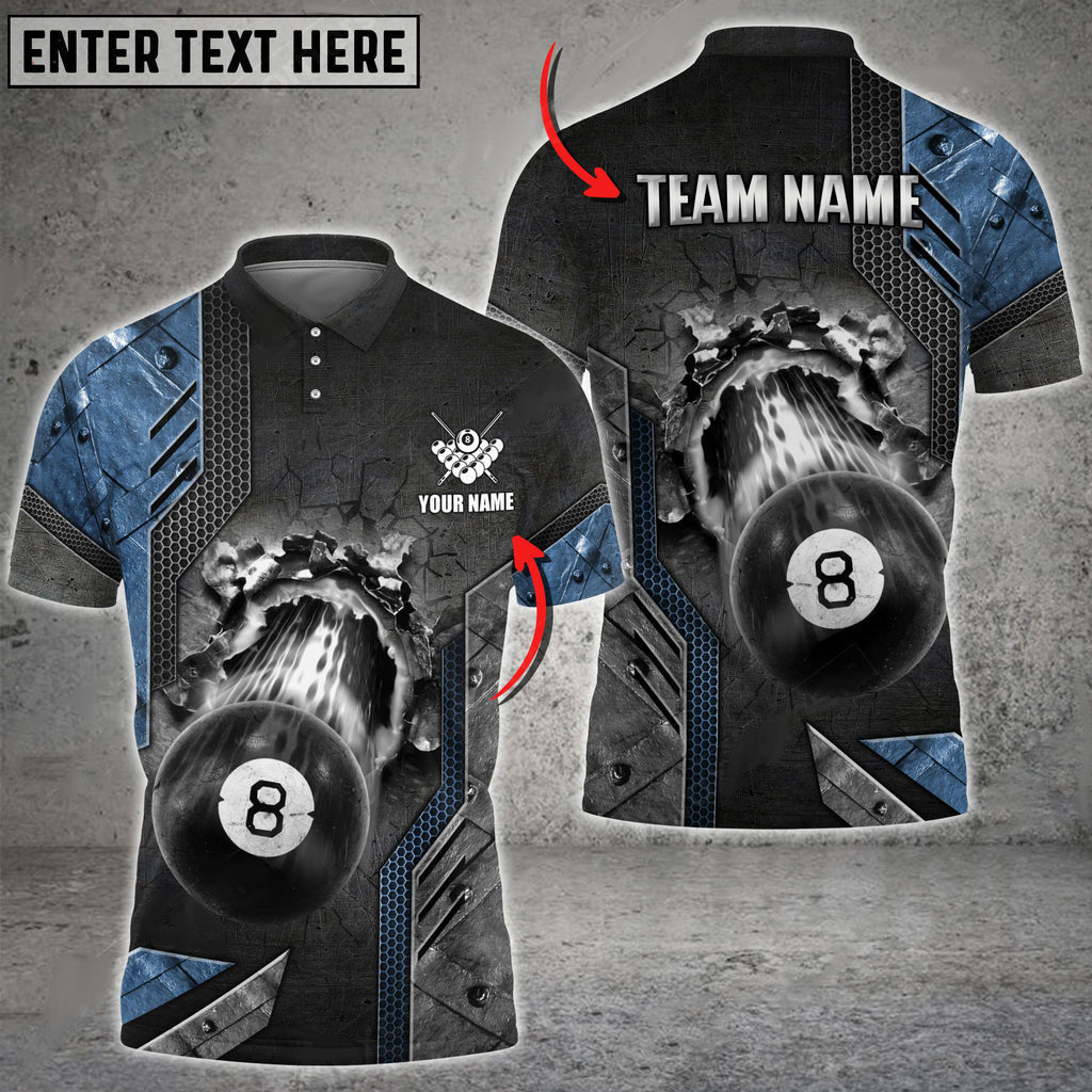 BlueJose Billiards Ball 8 Abstract Grunge Texture Personalized Name, Team Name Shirt (6 Colors)