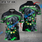 BlueJose Billiards Reaper Fire Flag Pattern Personalized Name, Team Name Shirt (6 Colors)