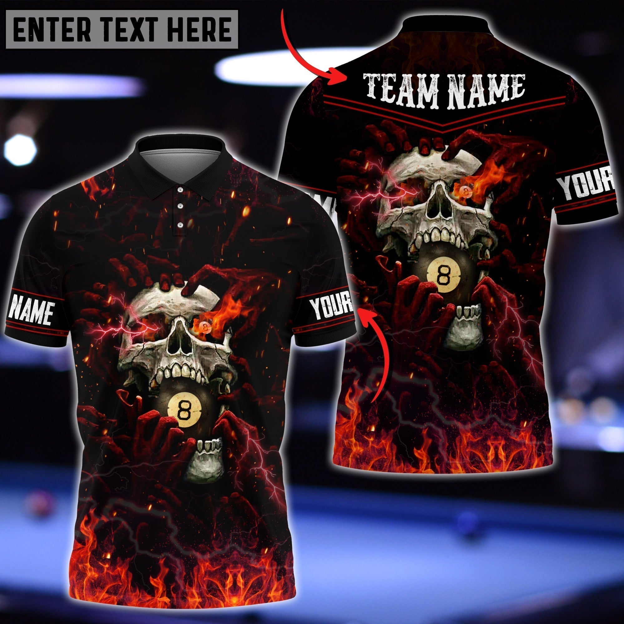 BlueJose Billiards Whiz Personalized Name 3D Shirt
