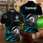 BlueJose Billiards Ball 8 Skulls Personalized Name, Team Name Unisex Shirt (6 Colors)