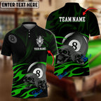 BlueJose Billiards Ball 8 Skulls Personalized Name, Team Name Unisex Shirt (6 Colors)