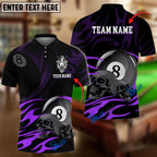 BlueJose Billiards Ball 8 Skulls Personalized Name, Team Name Unisex Shirt (6 Colors)