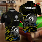 BlueJose Billiards Ball 8 Skulls Personalized Name, Team Name Unisex Shirt (6 Colors)