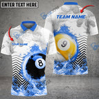 BlueJose Billiards Ball 8 And 9  White Fire Flame Smoke Personalized Name, Team Name Shirt (4 Colors)