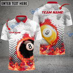 BlueJose Billiards Ball 8 And 9  White Fire Flame Smoke Personalized Name, Team Name Shirt (4 Colors)