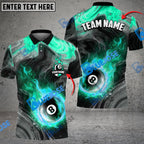 BlueJose Billiards Ball 8 Fire Paint Flow Personalized Name Shirt (6 Colors)