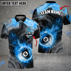 BlueJose Billiards Ball 8 Fire Paint Flow Personalized Name Shirt (6 Colors)