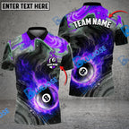 BlueJose Billiards Ball 8 Fire Paint Flow Personalized Name Shirt (6 Colors)