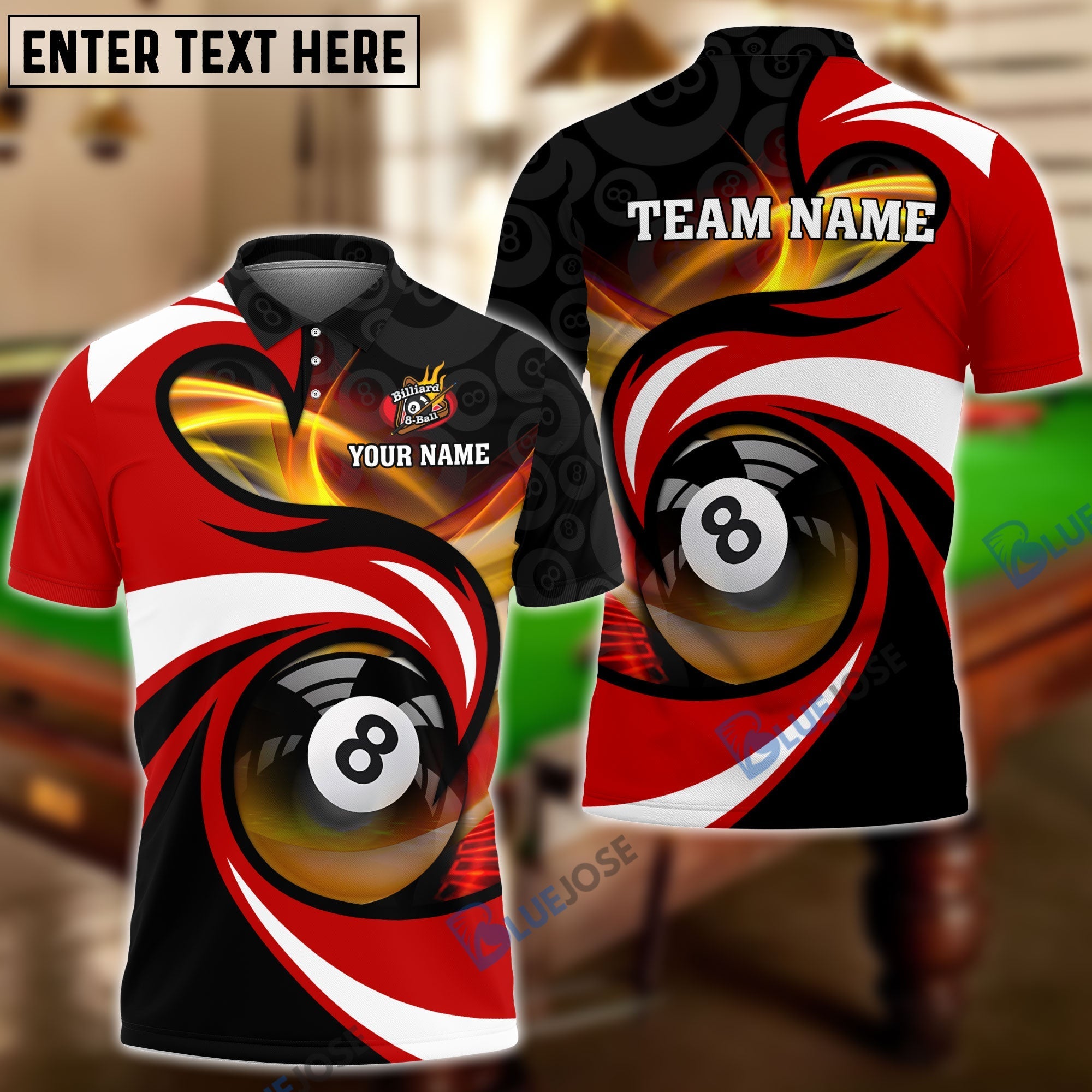 BlueJose Billiards Vortex Personalized Name, Team Name Unisex Shirt