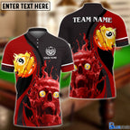 BlueJose Billiards Skull Fire Personalized Name, Team Name Unisex Shirt