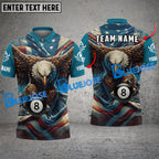 BlueJose Billiards Ball 8 Eagle Flag Premium Personalized Name Shirt (4 Colors)