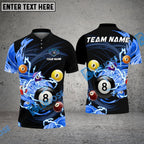 BlueJose Billiards Ball 8 Follow Flame Personalized Name, Team Name Unisex Shirt (6 Colors)