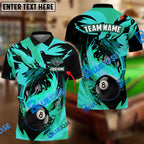 BlueJose Billiards Fire Phoenix Personalized Name, Team Name Unisex Shirt (6 Colors)
