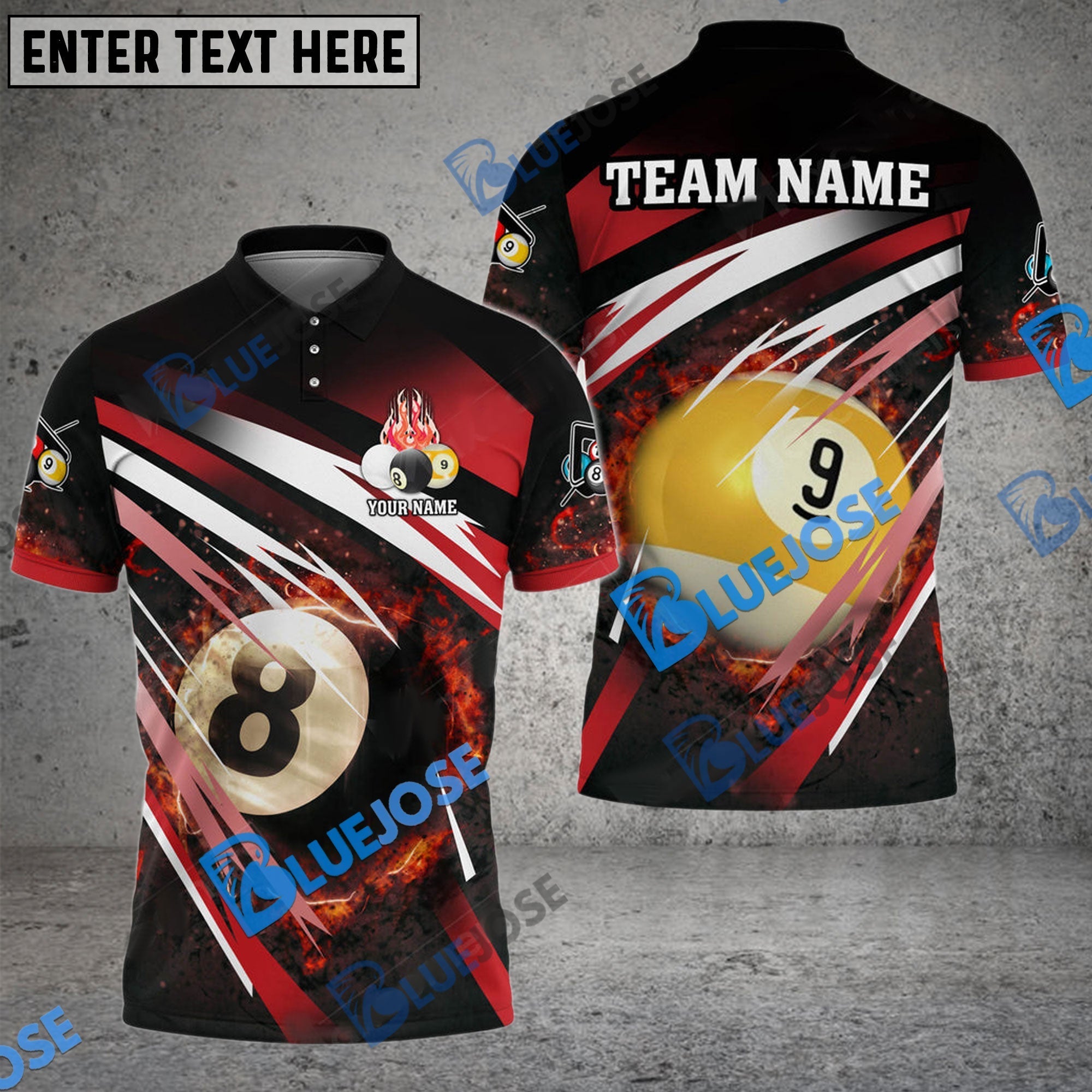 BlueJose Billiards Explosion Personalized Name, Team Name Unisex Shirt (6 Colors)