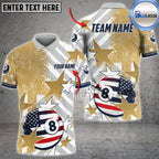 BlueJose Billiards Ball 8 American Flag Star Personalized Name Shirt (4 Colors)