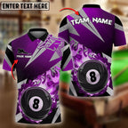 BlueJose Billiards Ball 8 Fire Pattern Personalized Name & Team Name Shirt (4 Colors)