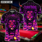 BlueJose Billiards Lion Face 8 Billiards Design Personalized Name Shirt (4 Colors)