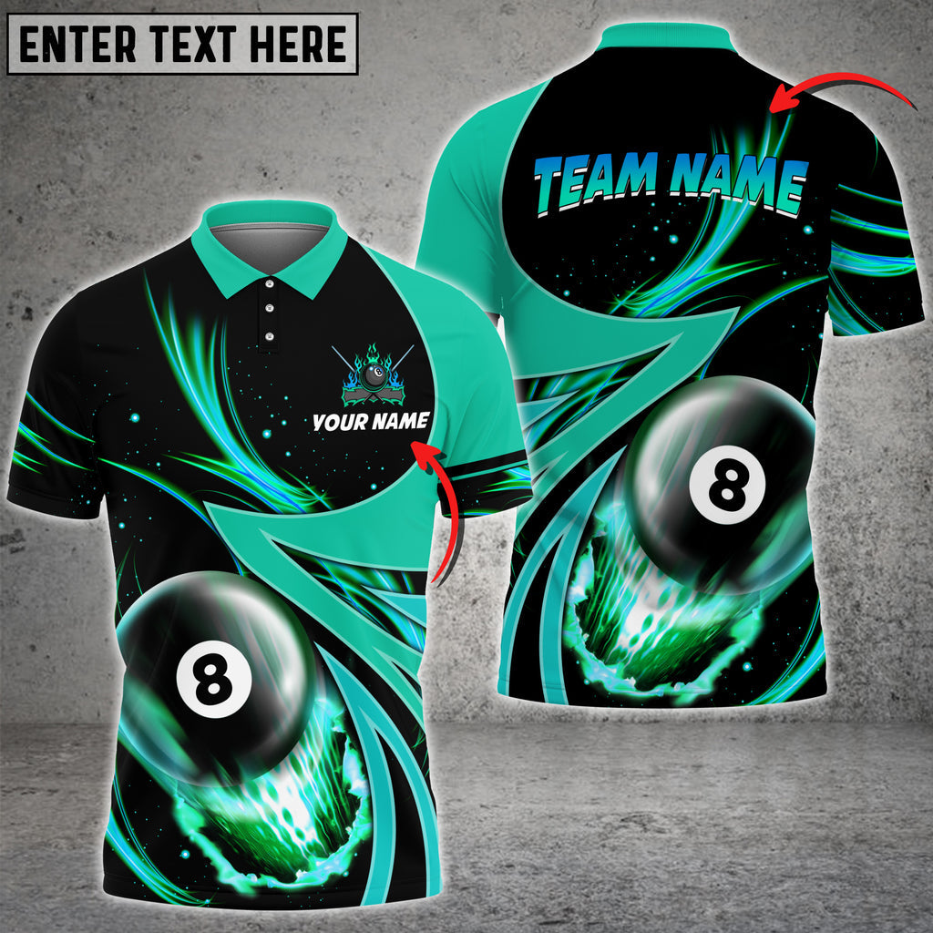 BlueJose Billiards Fire Colourful Personalized Name, Team Name 3D Shirts (3 Colors)