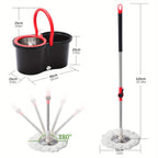 Heavy Duty 360° Spin Mop & Bucket System Wringer 3 Microfiber Mop Heads Adjustable Handle Easy Floor Cleaning Grey