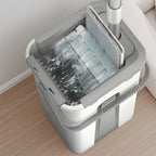 Flat Spin Mop with Bucket Set, 4 Reusable & Washable Pads – 360° Swivel Head, No-Touch Wring System for All Floor Types