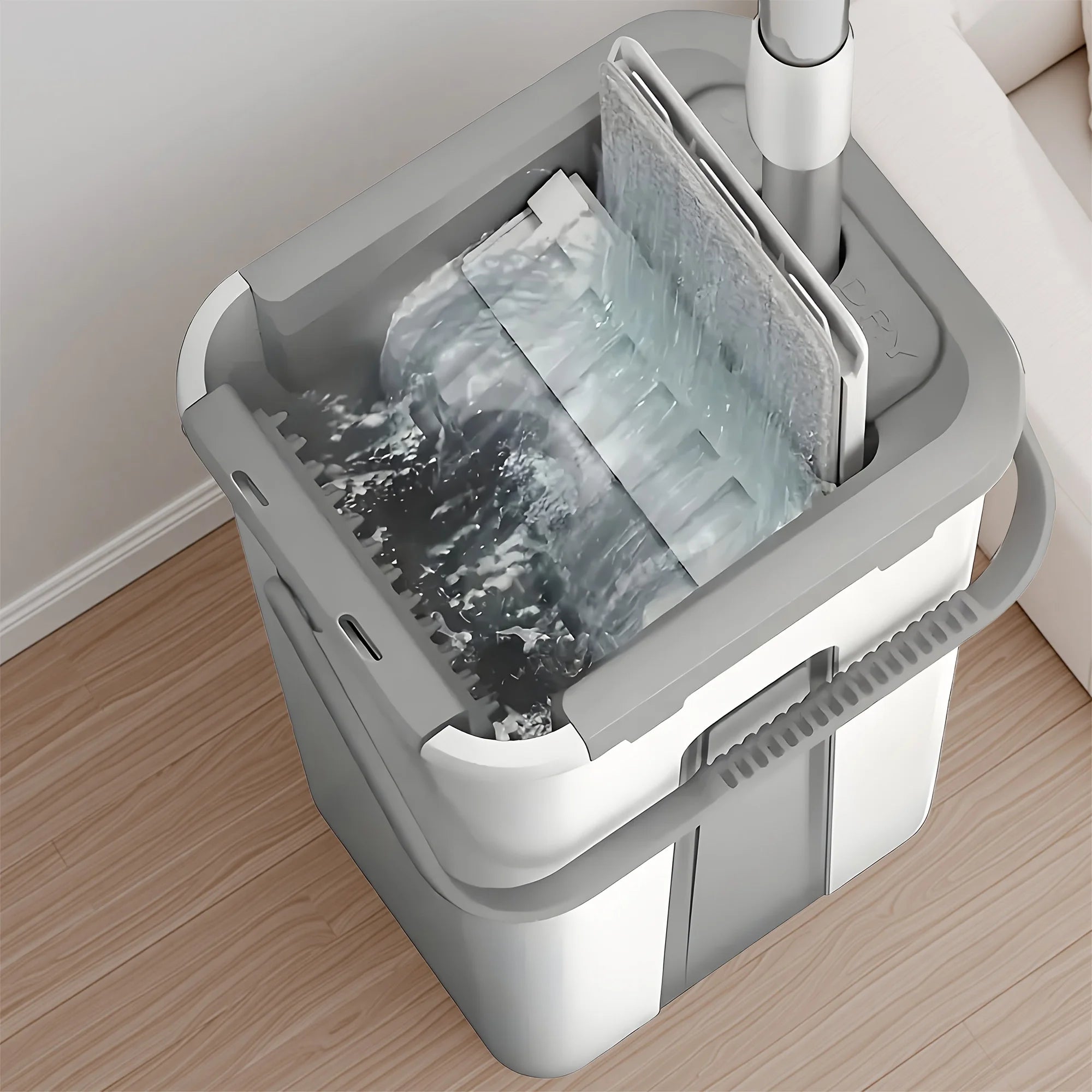 Flat Spin Mop with Bucket Set, 4 Reusable & Washable Pads – 360° Swivel Head, No-Touch Wring System for All Floor Types
