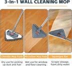 Adjustable Long Handle Wall Mop & Baseboard Cleaner for Multi-Surface Wet/Dry Cleaning - Home Use