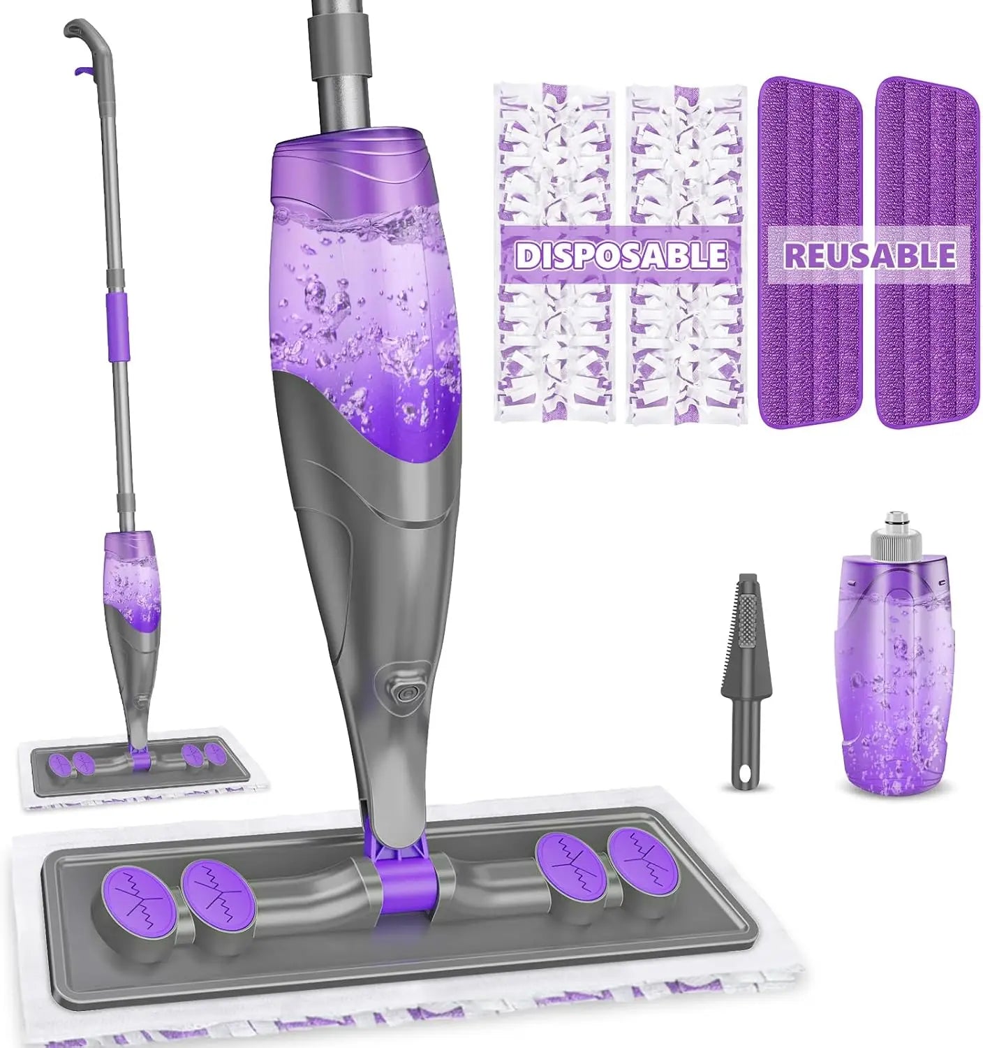 Spray Mops for Floor Cleaning with Washable and Disposable Pads, Refillable Bottle for Hardwood Tile Home Kitchen