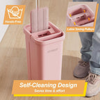Pink Mop and Bucket with Wringer Set for Home, 3 Reusable Microfiber Mop Pads, Hands-Free Self-Cleaning System, Floor and Wall