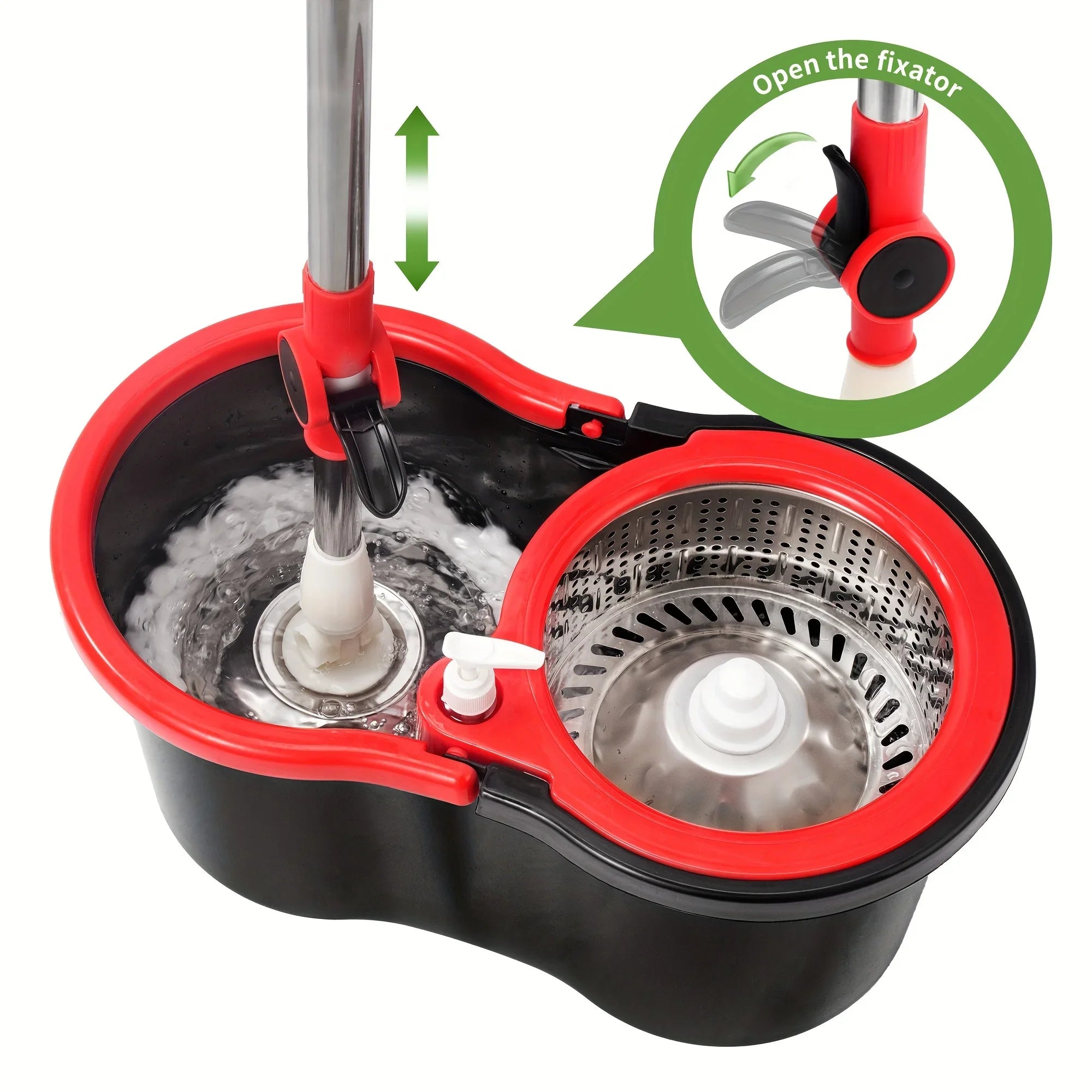 Heavy Duty 360° Spin Mop & Bucket System Wringer 3 Microfiber Mop Heads Adjustable Handle Easy Floor Cleaning Grey