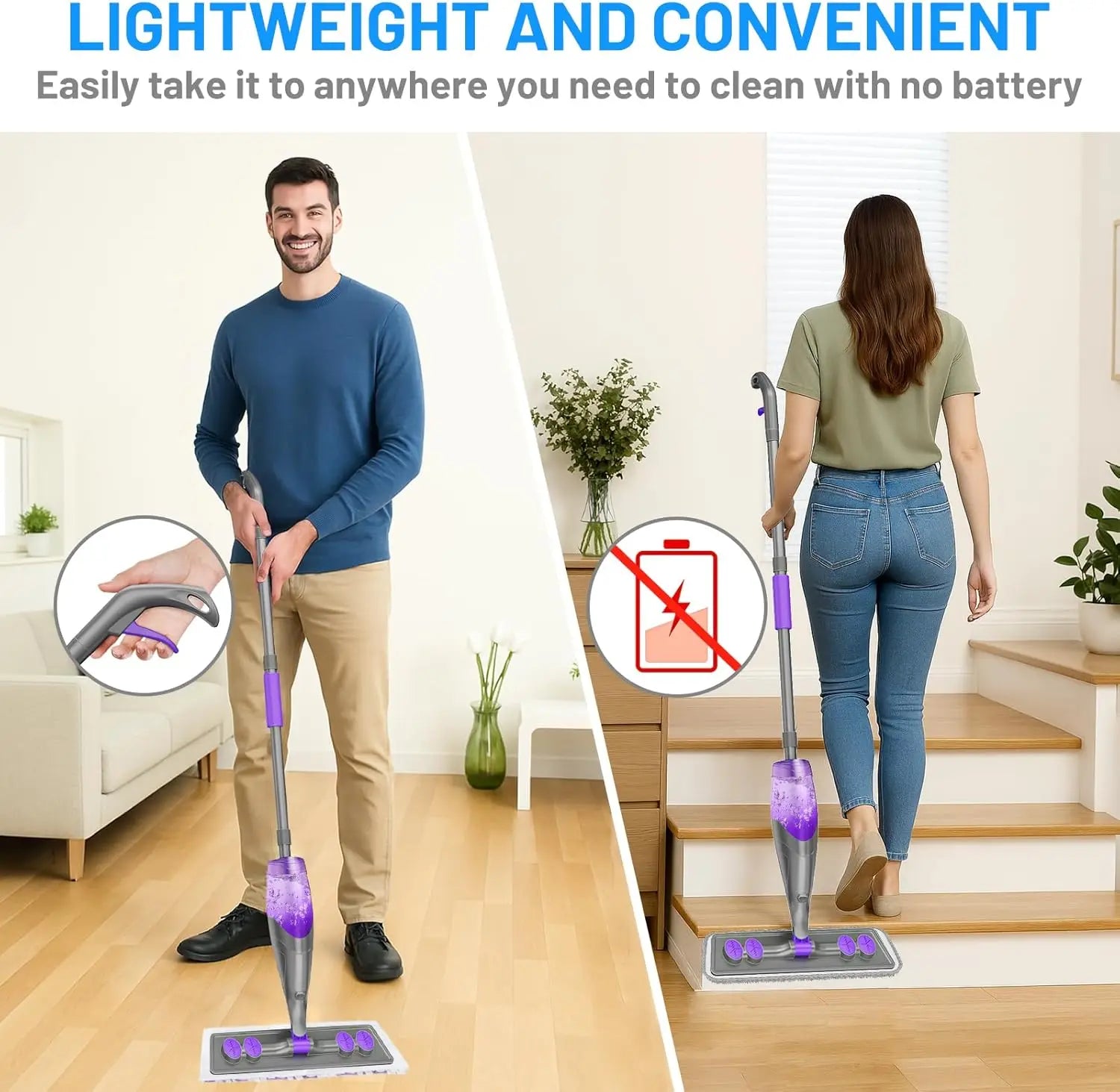 Spray Mops for Floor Cleaning with Washable and Disposable Pads, Refillable Bottle for Hardwood Tile Home Kitchen