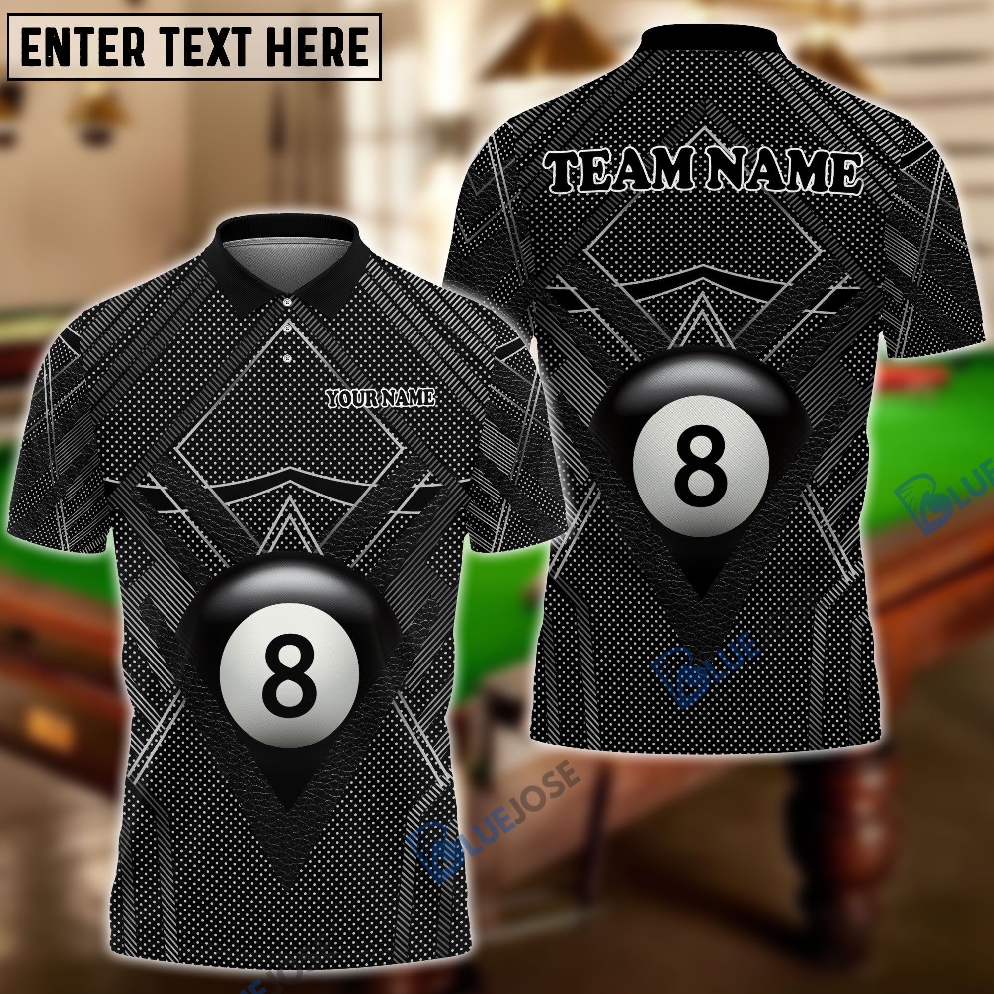 BlueJose Billiards Panther Pattern Personalized Name, Team Name Unisex Shirt