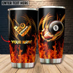 BlueJose Billiards Flaming Eight Ball Personalized Name Tumbler