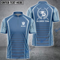 BlueJose Light Blue Trophy Emblem Billiard Custom Name Zipper Polo Shirt