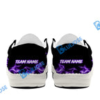 BlueJose Billiards Skull Fire White Canvas Loafer Shoes (4 Colors)