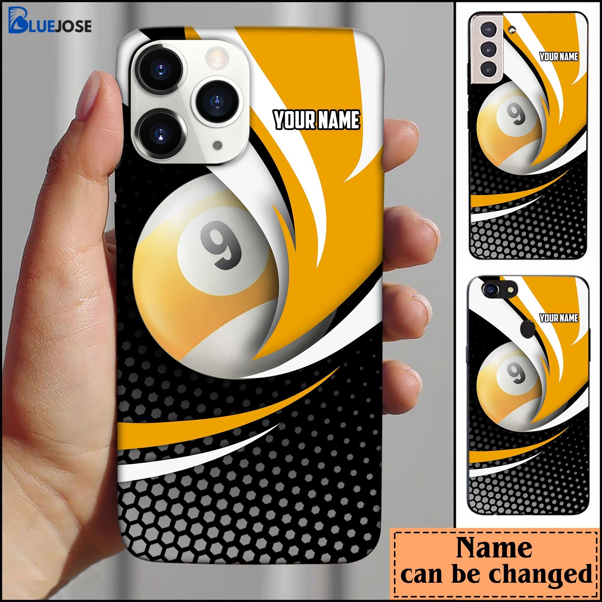 BlueJose Billiards 9 Ball Personalized Name Phone Case