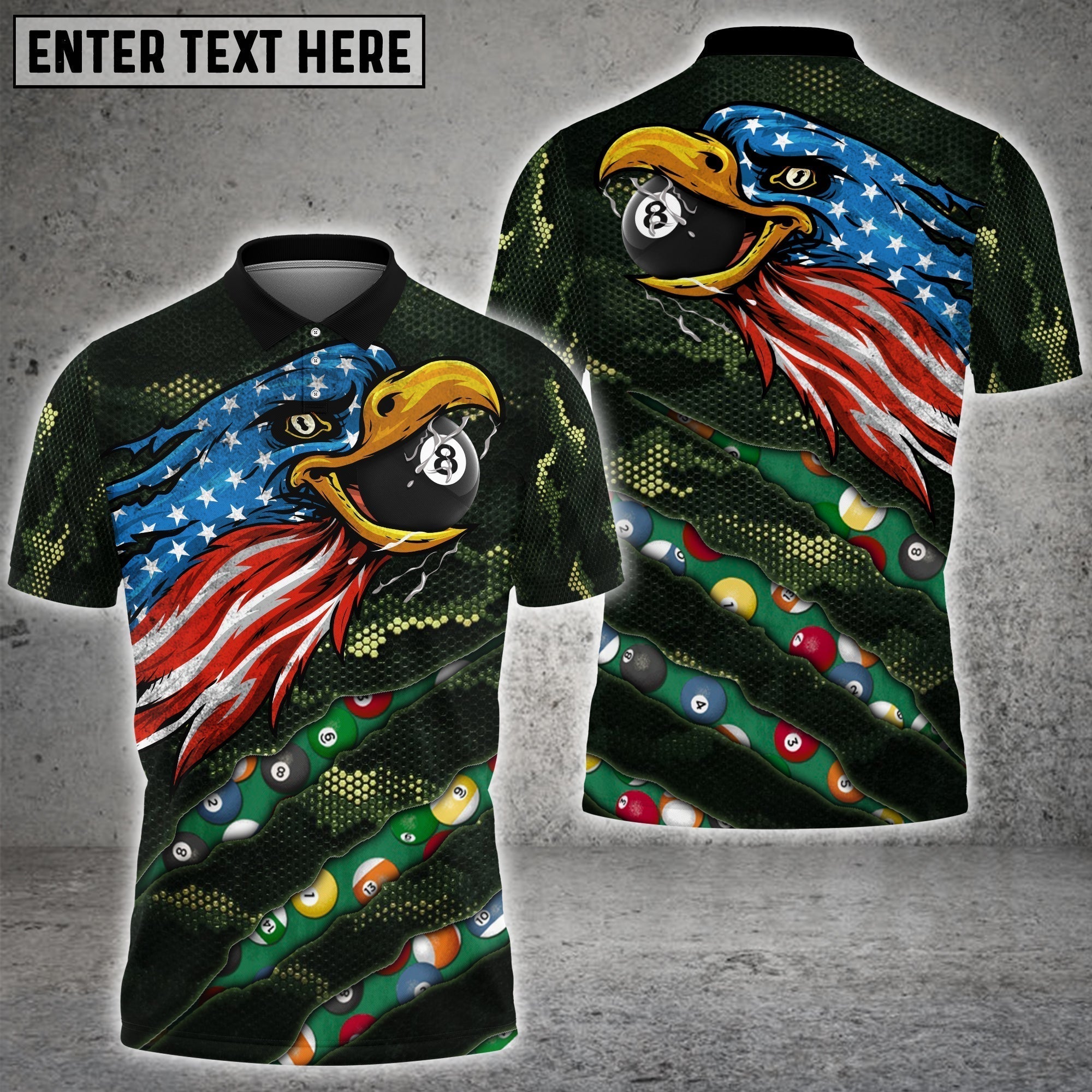 BlueJose Billiard Ball 8 Eagle Polo Shirt